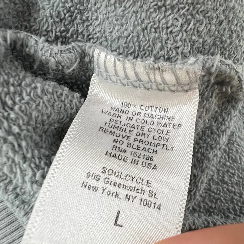 SOULCYCLE Gray Bleach Speckled Long Sleeve Crewneck Cotton Sweatshirt L Large